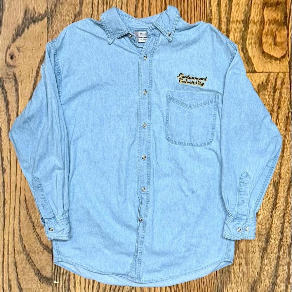 Vintage Denim St. Louis Lindenwood University Long Sleeve Button Down Shirt